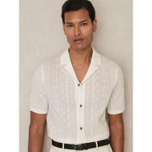 REISS KIPLING Textured Knit Short Sleeve Shirt